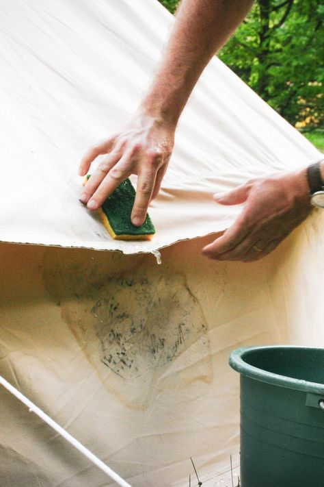 Canvas Tent Diy, Tent Camping Essentials, Diy Tent Camping, Tent Camping Ideas, Canvas Tent Camping, Tents Camping Glamping, Tent Storage, Remove Rust Stains, Canvas Tents