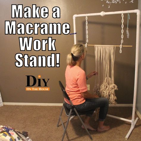 Diy Macrame Stand, Macrame Station Ideas, How To Set Up Macrame Work Space, Macrame Stands, Diy Macrame Work Stand, Macrame Work Station Setup, Macrame Storage Ideas, Macrame Work Stand, Macrame Stand Diy