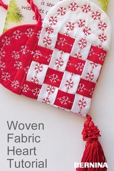 Scandinavian Heart, Heart Tutorial, Woven Heart, Diy Heart, Folded Fabric Ornaments, Folded Fabric, Christmas Ornaments Diy, Fabric Hearts, Quilted Christmas Ornaments