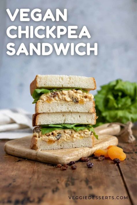 This Coronation Chickpea Sandwich recipe has a light curry flavor. Vegan version of the classic 1950s sandwich made for Queen Elizabeth II. Coronation Chickpea, Chickpea Sandwich, Vegetarian Sandwich Recipes, Vegan Sandwich Recipes, Plant Based Whole Foods, Mango Chutney, Sandwich Spread, Vegan Main Dishes, Chickpea Recipes