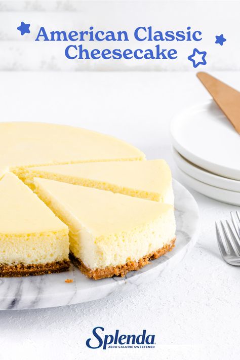 Here is the one cheesecake recipe you need 🍰 ⭐try our American Classic Cheesecake for the upcoming holiday weekend. Sugarfree Cheesecake Recipes Sugar Free, Splenda Cheesecake Recipe, Low Sugar Cheesecake Recipes, Cheesecake For Diabetics, Splenda Cheesecake, Cheesecake Recipe No Sour Cream, Sugar Free Cheesecake Recipe, Sugarfree Cheesecake Recipes, Sugar Free Cake Recipes