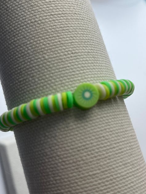 Kiwi Bracelet, May 2024, May 27, Love Valentines, Kiwi, Beaded Bracelet, Handmade Items, Beaded Bracelets, Stripes