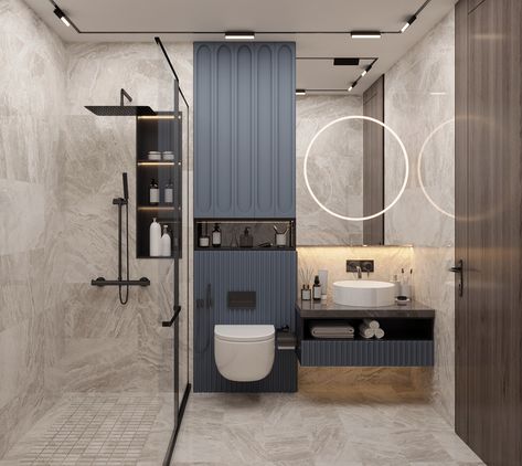 BEDROOM - RIYADH, KSA. on Behance Modern Washroom Design, Bathroom Inspo Interior Design, Toilet Design Modern, Restroom Design, House Redesign, Washroom Design, Bathroom Design Decor, Toilet Design, Bathroom Design Luxury