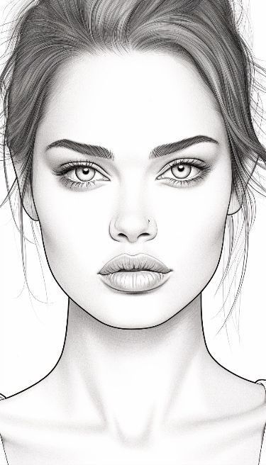 Women Portraits, Grayscale Coloring Books, Cool Pencil Drawings, Face Illustration, Face Sketch, Beauty Art Drawings, Original Art Prints, Grayscale Coloring, Portrait Sketches