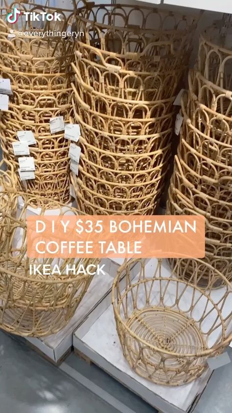 everythingeryn on Instagram: $35 EASY IKEA Coffee table hack! So I was asked to create an inexpensive boho coffee/decor table and I think I nailed it! The baskets from… Coffee Table Hacks, Bohemian Coffee Table, Ikea Coffee Table, Diy Boho Decor, Hemma Diy, Diy Home Furniture, Summer Decorating Ideas, Diy Crafts For Home Decor, Summer Decorating