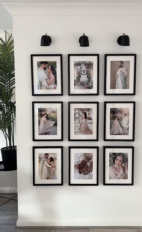 Wedding Gallery Wall, Ikea Photo Frames, Wedding Photo Walls, Wedding Photo Frame, Indian Bedroom, Narrow Hallway Decorating, Framed Wedding Photos, Travel Pictures Poses, Bedroom Photos