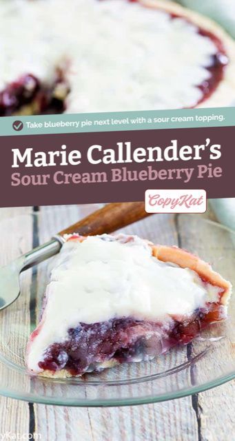 Marie Callenders Sour Cream Blueberry Pie is one of the top desserts to make for a holiday or special occasion. Get the easy copycat recipe to make the best blueberry pie with sour cream custard topping. The homemade filling is made with blueberries, sugar, lemon juice, and a surprise ingredient. Topped with a rich sour cream custard, this pie will disappear quickly. #blueberrydessert #blueberryrecipe #pierecipes #holidaydessert #dessertideas #copycat #copycatrecipes Marie Calendars Double Cream Blueberry Pie, Double Cream Blueberry Pie, Sour Cream Blueberry Pie, Blueberry Sour Cream Pie, Marie Callenders, Blueberry Cream Cheese Pie, Best Blueberry Pie, Sour Cream Raisin Pie, Homemade Edibles