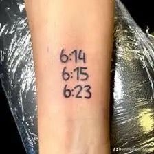 6:14 6:15 6:23 Tattoo, We Three Tattoo, Sara Tattoo, Three Tattoo, Cool Tattoo Drawings, Funky Tattoos, Semicolon Tattoo, Realistic Tattoo, Stylist Tattoos