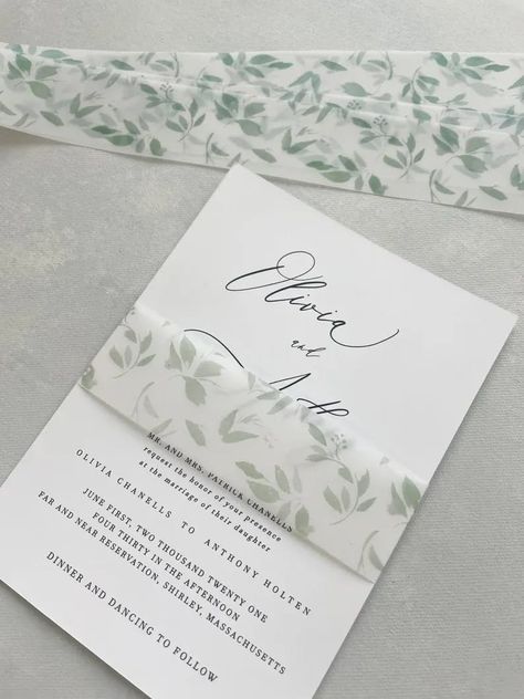 Wedding Invitations Sage Green, Wedding Ideas Color Schemes, Wedding Invitations Green, Budget Wedding Ideas, Wedding Ideas On A Budget, Green Wedding Invitations, Watercolor Greenery, Pinterest Wedding, Belly Band Invitation