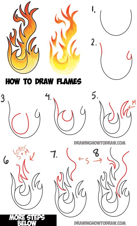 Learn How to Draw Flames and Drawing Cartoon Fire Drawing Tutorial Fire Drawing Tutorial, Cartoon Flames, Draw Flames, Drawing Flames, Cartoon Fire, Inkscape Tutorials, Fire Drawing, How To Draw Steps, Drawing Cartoon