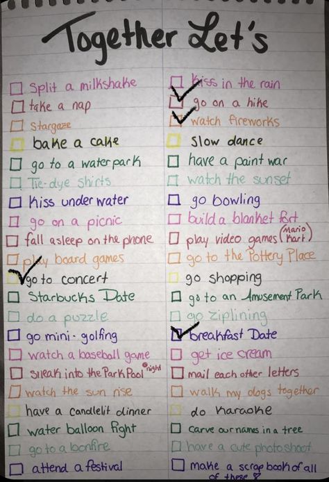 What Bf Wants From Gf, Things To Do With Your New Boyfriend, Things To Do With A Boyfriend, Bf Hangout Ideas, Fun Stuff To Do With Your Boyfriend, Cute Stuff To Do With Your Boyfriend, What To Do With Your Guy Best Friend, Together Lets List Couples Things To Do, Things To Make Ur Boyfriend