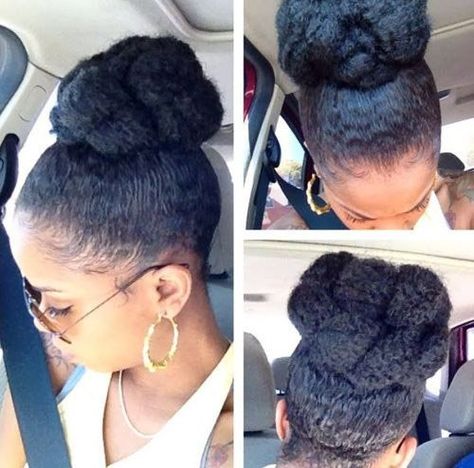 Natural Hairstyles to Inspire Your Next Look - theFashionSpot Black Hair Bun, High Bun Hairstyles, Natural Hair Bun Styles, Marley Hair, Short Hairdos, Natural Black Women, High Bun, Natural Hair Styles Easy, Natural Hair Updo