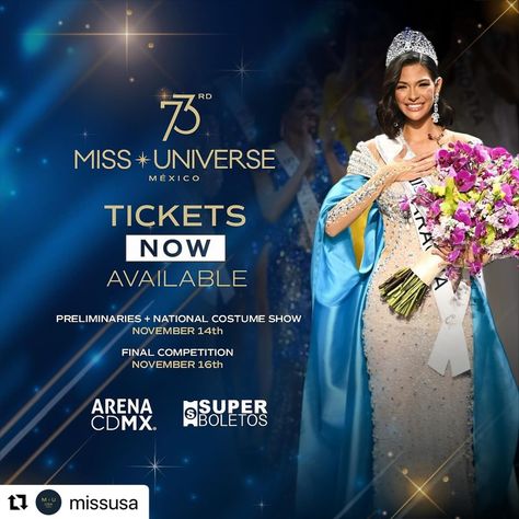 #Repost @missusa with @use.repost ・・・ ARE YOU READY?✨ Tickets for the 73rd edition of Miss Universe are now on sale! 🎟️ Don’t miss your chance to experience the live excitement. Buy your tickets now and join the biggest celebration of the year! Link: www.superboletos.com @vvvglobalent @laylahrose @missuniverse Miss Universe, The Live, The Year, Universe, On Sale, Portfolio, Queen, Celebrities, Quick Saves