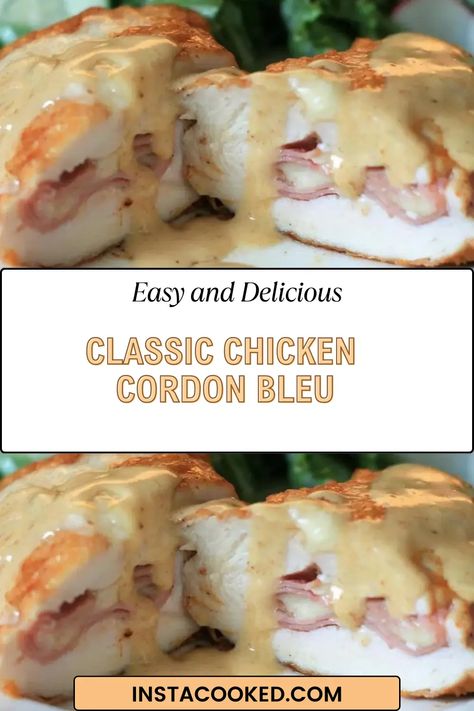 Classic Chicken Cordon Bleu Recipe | Delicious and Easy Chicken Cordon Bleu Sauce Recipe, Chicken Deburgo Recipe, Crock Pot Chicken Cordon Bleu Recipes, Chicken Cordon Bleu Recipes, Chicken Cordon Bleu Easy, Cordon Bleu Sauce, Chicken Cordon Bleu Sauce, Baked Chicken Cordon Bleu, Easy Chicken Cordon Bleu