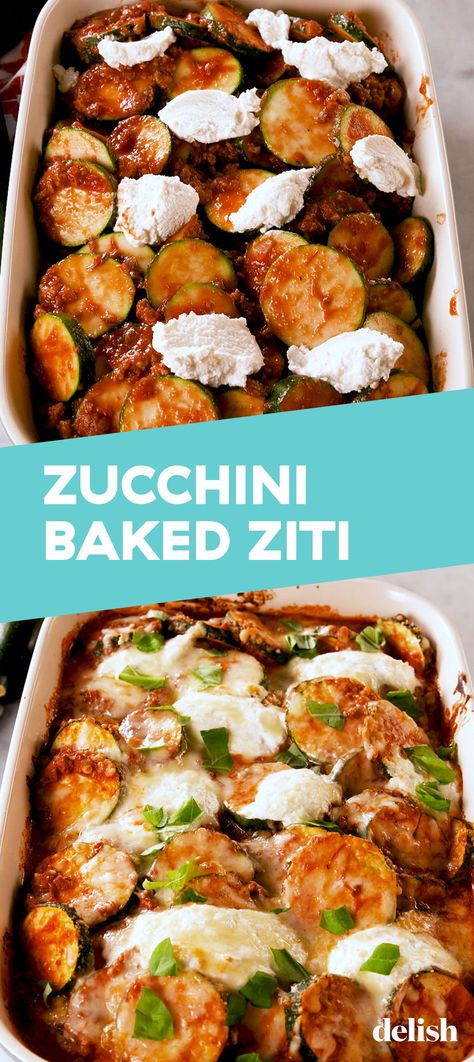 Zucchini Baked "Ziti” Doesn't Involve Any PastaDelish Ziti Al Forno, Zucchini Bake, Pasta Vegetariana, Ziti Recipes, Baked Ziti Recipe, Baked Ziti, Healthy Dinners, Idee Pasto Sano, Carb Diet