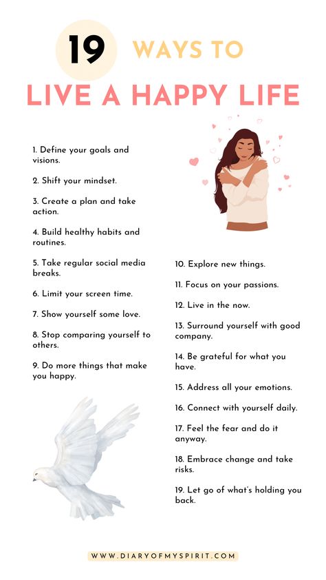 Do you find yourself stuck in a rut, struggling to live a life of abundance and find happiness in your day-to-day life? In this post you’ll find 19 simple ways to create a better life for yourself today all whilst boosting your happiness! Tips For Happy Life Quotes, What To Live For, Short Affirmations, Habits For A Better Life, Living A Happy Life, Tips For Happy Life, Live A Happy Life, Live A Better Life, Stomach Problems