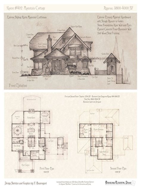 Cottage House Layout, Storybook Cottage House Plans, Fairy Cottage House, Storybook House Plan, Cottage Architecture, Mountain Craftsman, Narrow Lot House, Storybook Homes, Mountain Cottage