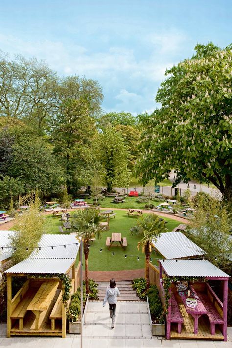 People's Park Tavern, Victoria Park Restaurant Garden Outdoor, Food Park Design Ideas Architecture, Small Restaurant Design, Restaurant Design Inspiration, London Bucket List, Outdoor Restaurant Design, Fairy Garden Plants, Food Park, Park Restaurant