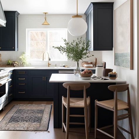 Small kitchen peninsula. Dark cabinets. Small kitchen. Kitchen With Peninsula Layout, Small Kitchens With Peninsulas, Peninsula Kitchen Ideas, Peninsula Kitchen, Kitchen Peninsula, Small Kitchen Layouts, Small Kitchen Island, Traditional Kitchen Design, Condo Kitchen