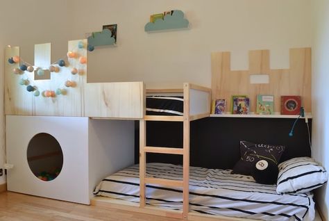 KURA castle bunk bed - IKEA Hackers Ikea Bunk Bed Hack, Montessori Tips, Cama Ikea Kura, Ikea Kids Bed, Bunk Bed Hacks, Kura Bed Hack, Ikea Bunk Bed, Ikea Bed Hack, Ikea Hack Kids