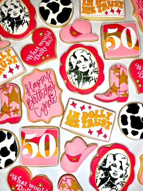 Dolly Parton set for a 50th birthday! Dolly Parton Birthday, 33rd Birthday, It S My Birthday, Birthday Party 21, Cute Cookies, 50th Birthday Party, Icing Cookies, Birthday Cookies, Dolly Parton