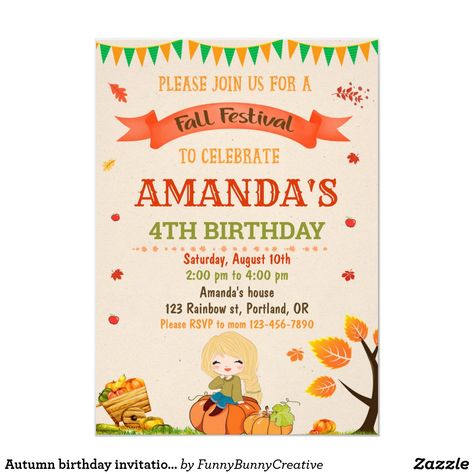 Fall Festival Party, Birthday Autumn, Festival Birthday Party, Fall Birthday Invitations, Autumn Birthday, Fall Harvest Party, Fall Carnival, Autumn Invitations, Fall Birthday Parties