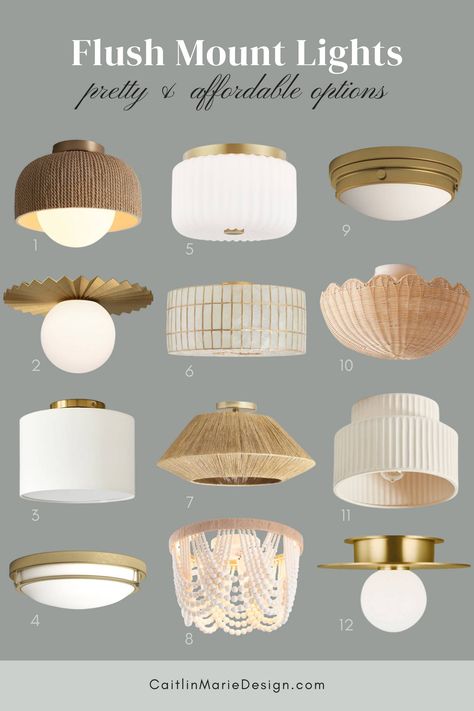 Affordable Flush Mount Lights (Under $200) - Caitlin Marie Design Mudroom Flush Mount Lighting, Nursery Flush Mount, Flush Wall Lights, Lighting In Nursery, Primary Bedroom Ceiling Light, Flushmount Ceiling Light Bedroom, Semi Flush Bedroom Lighting, Office Flush Mount Lighting, Laundry Room Lights Ideas