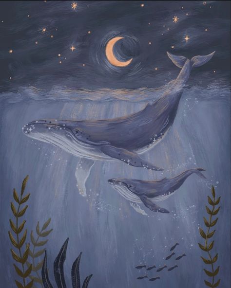 Whales Art, Underwater Drawing, Whale Artwork, Whale Drawing, Whale Art Print, Ocean Drawing, Ocean Illustration, Whale Painting, Whale Art