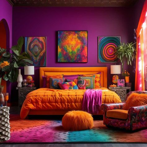 Colorful Romantic Bedroom, Bedroom Inspiration Eclectic, Colorful Room Decor, Colourful Living Room Decor, Colourful Living Room, Bohol, Home Decor Living Room, Styl Boho, Decor Living Room