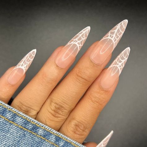 Spider Web French Press on Nails Halloween Nails Fake - Etsy Fun Halloween Nails, Cute Halloween Nails, Nagel Tips, Makijaż Smokey Eye, Nails Halloween, Halloween Nail Designs, Nagel Inspo, Art Halloween, Halloween Nail