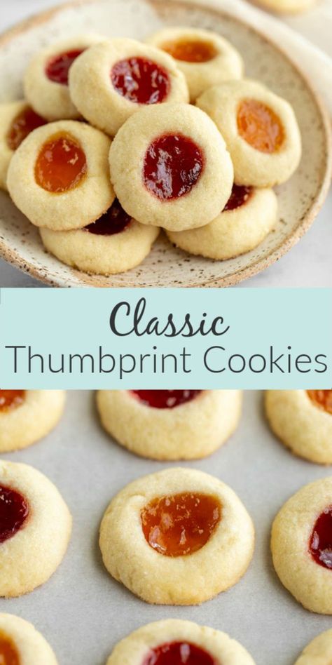 Shortbread Christmas, Brownie Vegan, Jam Thumbprint Cookies, Jul Mad, Resepi Biskut, Thumbprint Cookies Recipe, Easy Christmas Cookie Recipes, Buttery Shortbread Cookies, Cookie Recipes Unique