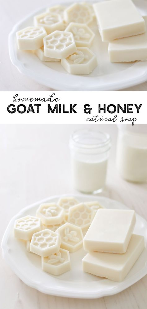 Simple natural ingredients come together to make this Goat Milk and Honey Soap. The melt and pour soap base make it easy peasy! #camitidbits #meltandpour #handmadesoap #homemadesoap #naturalsoap #DIYsoap #goatmilk #goatmilksoap #honeysoap #milksoap #naturalliving Milk And Honey Soap, Goat Milk Soap Recipe, Milk Soap Recipe, Melt And Pour Soap Base, Goat Milk Recipes, Goats Milk Soap Base, After Earth, Melt And Pour Soap, Melt And Pour