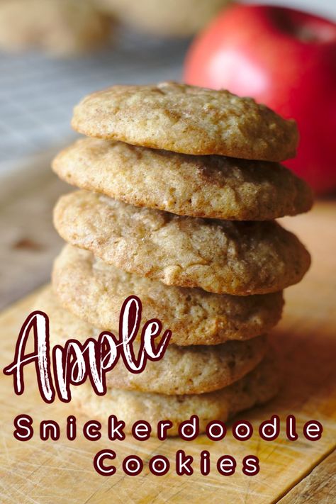 Apple Snickerdoodle Cookies – A delicious fall dessert made with fresh apples and homemade snickerdoodle cookie dough rolled in cinnamon sugar! Snickerdoodle Cookie Recipe | Apple Cookies | Apple Cookie Recipe Red Delicious Apples Recipes, Snickerdoodle Cookies Recipe Easy, Apple Snickerdoodle, Snickerdoodle Cookie Dough, Cookies Snickerdoodle, Apple Cookies Recipes, Snickerdoodle Cookies Easy, Apple Cookie, Halloween Cookie Recipes