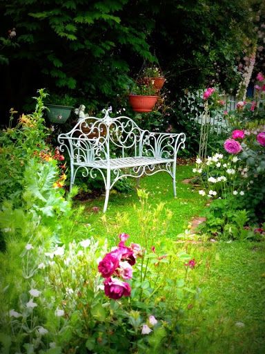 Small Cottage, Romantic Garden, Garden Seating, Back Gardens, Garden Bench, Country Gardening, English Garden, Raised Garden, Raised Garden Beds