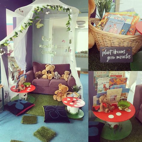 Classroom Display Inspiration Reading Corner Ideas, Reading Corner Classroom, Reception Classroom, Reading Garden, Book Area, Reading Display, Eyfs Classroom, Early Years Classroom, Corner Ideas