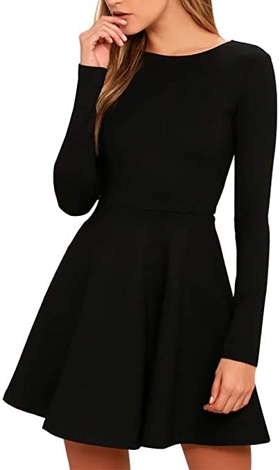 Simple Dresses Classy, Short Black Dress Long Sleeves, Moda Do Momento, Black Dress With Sleeves, Long Sleeve Casual Dress, Women Long Sleeve Dress, Long Sleeve Short Dress, Black Long Sleeve Dress, Slim Fit Dresses