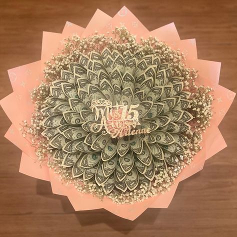 Money bouquet 50-$1bills for a quince✨🩷 . . . #moneybouquet #quinceañera #suprisegift #ramos #ie #fyp Money Bouquet, Quince, Money, Floral, Quick Saves