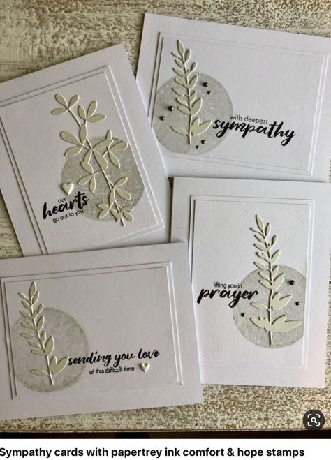 Dry Embossed Cards, Just A Note Card Ideas, White On White Cards, Stampin Up Sympathy Cards, Sympathy Cards Handmade, Cards Simple, Condolence Card, Karten Design, Leaf Cards