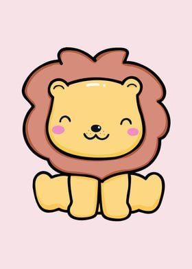 Cute Animal Eyes Drawing Cartoon, Easy Cartoon Animal Drawings, Cute Lion Drawing Kawaii, Cute Cartoon Animals Drawings Easy, Draw Lion Easy, Lion Painting Easy, Easy Drawings Animals, Cartoon Lion Drawing, Lion Easy Drawing