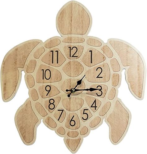 AmazonSmile: Die Cut Turtle Wall Clock Wood Decorative 16 Inch Beach Theme Decor for Kitchen Bathroom Office Rustic Battery Operated Clocks Great Nautical Theme for Bedroom Ocean Decoration Ticking Tropical : Home & Kitchen Theme For Bedroom, Ocean Room Decor, Office Rustic, Wall Clock Wood, Decor For Kitchen, Turtle Creek, Clock Wood, Turtle Decor, Beach Wood