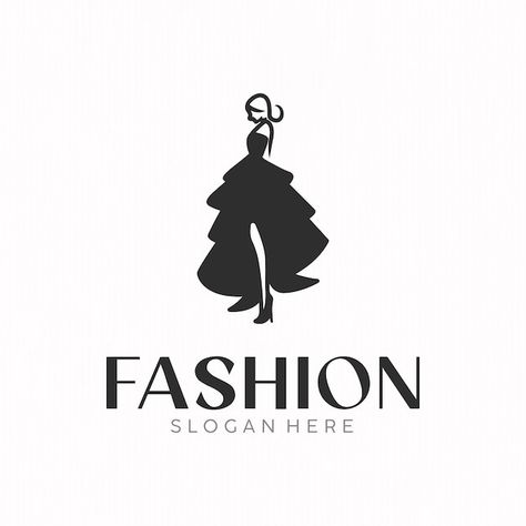 Vector simple fashion business logo illu... | Premium Vector #Freepik #vector #boutique #dress-sketch #dresses #clothes-shop Fashion Stylist Logo, Fashion Slogans, Stylist Logo, Dress Vector, Dress Logo, Dress Sketch, Boutique Dress, Business Card Maker, Flyer Maker