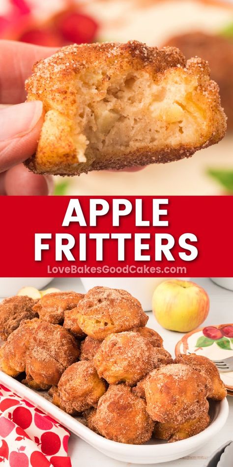 Apple Fritters pin collage Homemade Apple Fritters, Deep Fried Donuts, Small Town Woman, Fried Apples, Fritter Recipes, Apple Fritters, Easiest Apples, Homemade Apple, Comfort And Joy