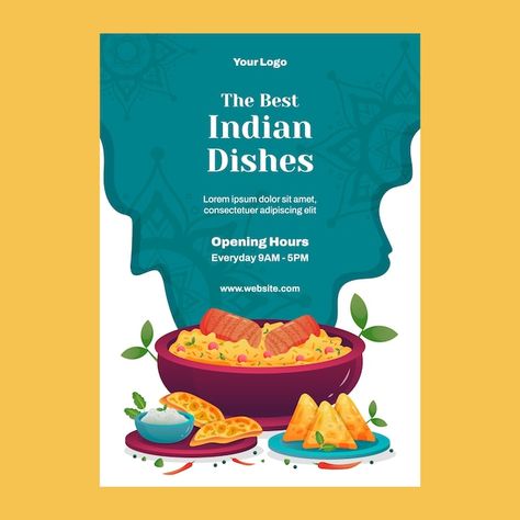 Restaurant Pamphlet Design, Restaurant Poster, Pamphlet Design, Vector Gradient, Indian Restaurant, Indian Dishes, Poster Template, Lorem Ipsum, Graphic Resources