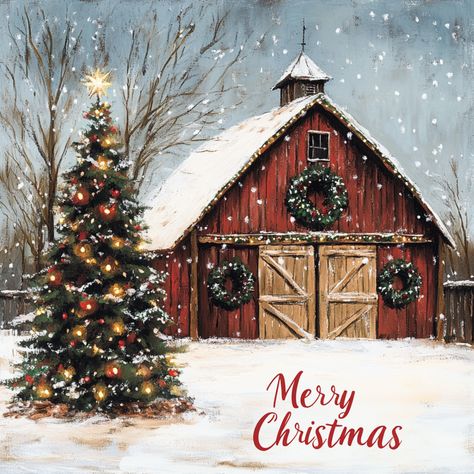 Merry Christmas Red Barn Sign 10" x 10" Metal TTE-060 Red/White/Brown/Tan/Green/Gold Christmas Barn, Barn Signs, Illustration Noel, Clipart Christmas, Bird Boxes, Trendy Tree, Old World Christmas, Cute Clipart, Baby Ornaments