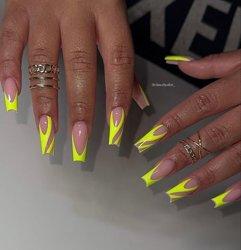 Casual Acrylic Nails, Acrylic Nails Ideas, Dope Nail Designs, Acrylic Nails Coffin Pink, Summer Acrylic Nails, Short Acrylic Nails Designs, Neon Nails, Acrylic Nails Coffin, Yellow Nails