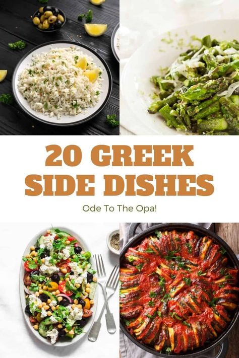 Want a wonderful list of Greek side dishes to elevate your Mediterranean meal? Check out this list of 19 sides for Greek food. Mediterranean Dinner Party Menu Ideas, Medditeranean Side Dishes, Greek Christmas Dinner, Greek Sides, Mediterranean Sides, Greek Side Dishes, East Recipes, Greek Menu, Greek Lemon Potatoes