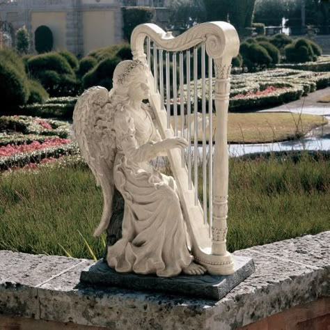 Angel Garden Statues, Angel Garden, Angel Drawing, Garden Angels, Angel Aesthetic, Angel Statues, Fairy Figurines, Stone Statues, Garden Statue