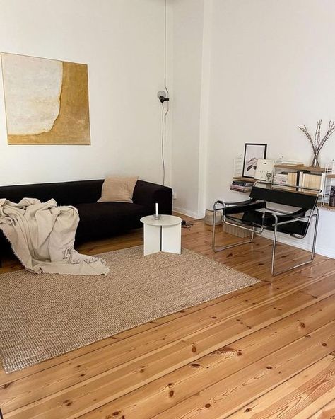 Bauhaus / Minimalist / Rug / Handmade / Japandi / Scandinavian / Sofa / Art Bauhaus Interior Style, Bauhaus Living Room, Modern Scandinavian Living Room, Bauhaus Interior, Minimalist Living Room Apartment, Hallway Office, Office Entryway, Living Room Styles, Woven Area Rug