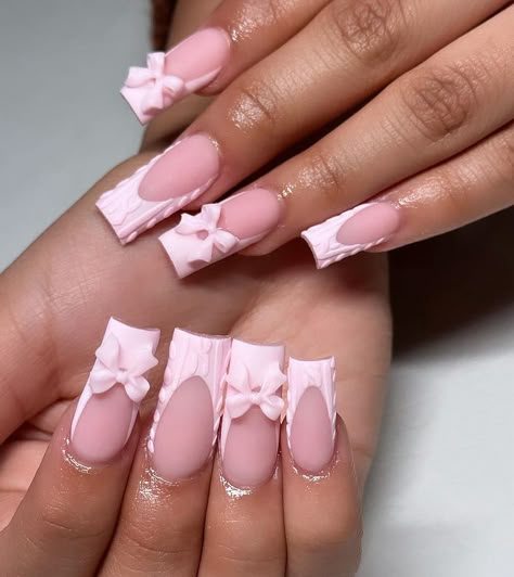 Bow Nail Designs, Bow Nails, Nagel Tips, Girly Acrylic Nails, Short Square Acrylic Nails, Unique Acrylic Nails, Acrylic Nails Coffin Short, Pink Acrylic Nails, Square Acrylic Nails