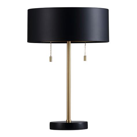 Gillian Matte Black And Gold Metal Table Lamp by World Market Black And Gold Lamp, Black And Gold Office Decor, Black And Gold Office, Office Revamp, Gold Office Decor, Gold Metal Table, Gold Office, Metal Table Lamp, Gold Lamp